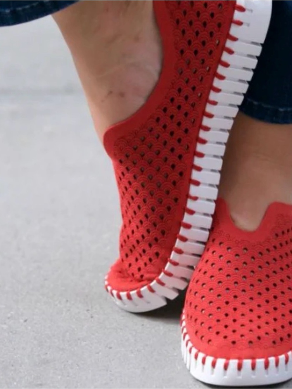 Women’s Red Slip-On Perforated Comfort Shoes